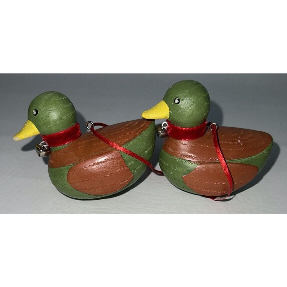 Mallard Duck Decoy Christmas Tree Ornaments Set Of 2 Country Cottage Core